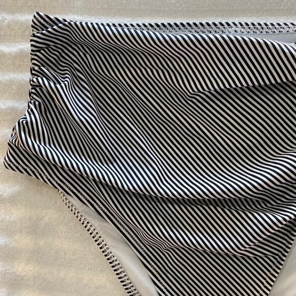 Cupshe Womens High-Waisted Black & White Striped Bikini Bottom Size XL NWT - Picture 2 of 6